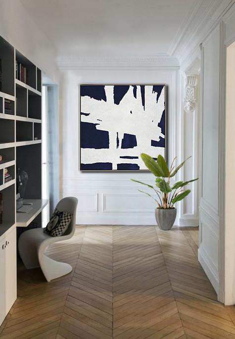 Navy Blue Minimalist Painting #NV303A - Click Image to Close